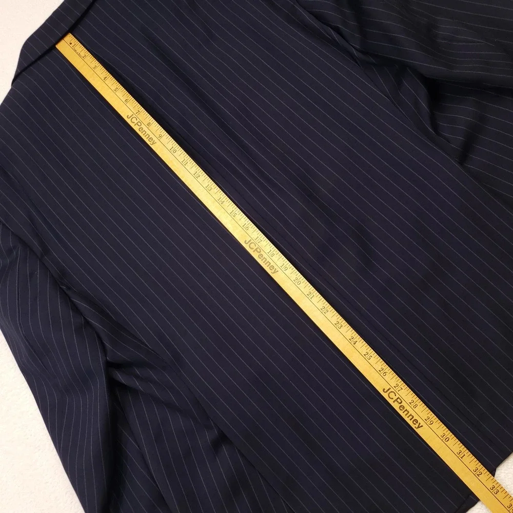 Ralph Ralph Lauren Suit Men 50L 46R Navy Blue Pinstripe Wool Blend Two Piece Set